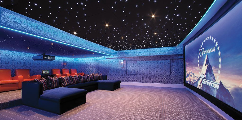 Home cinema with a star-lit ceiling
